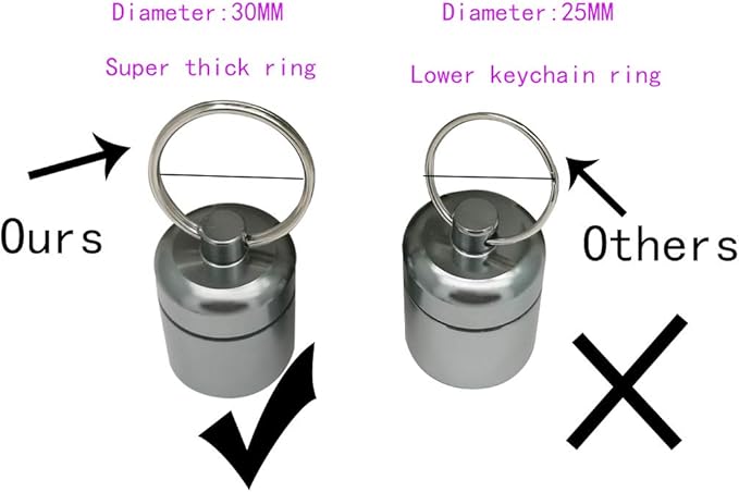 2 Packs Alumium Pill Container Keychain Pocket Coin Stashes Metal Medication Pill Holder Travel Pill Box (Gray and Black)