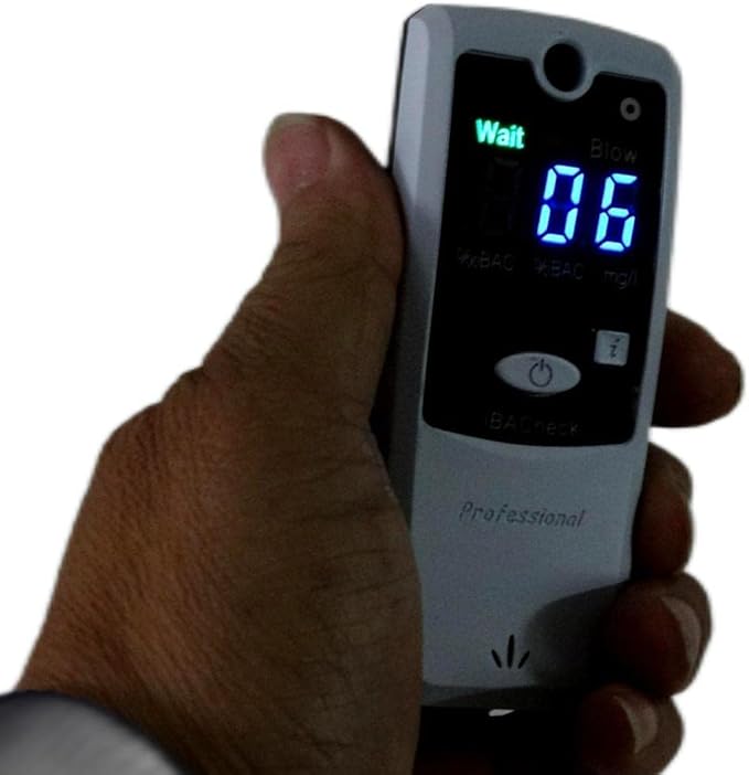 Breathalyzer with 10 Memories and LED Display, Visible at Night. Long Battery Life and Last 350 Test with Alkaline Batteries (White 178)