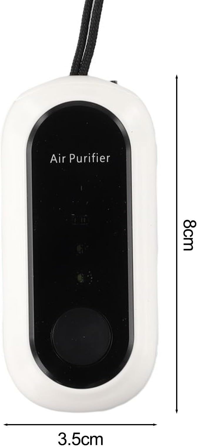 Negative Ion Air Purifier Portable Hanging Neck 7000MAh Personal Rechargeable For Home Travel(White)