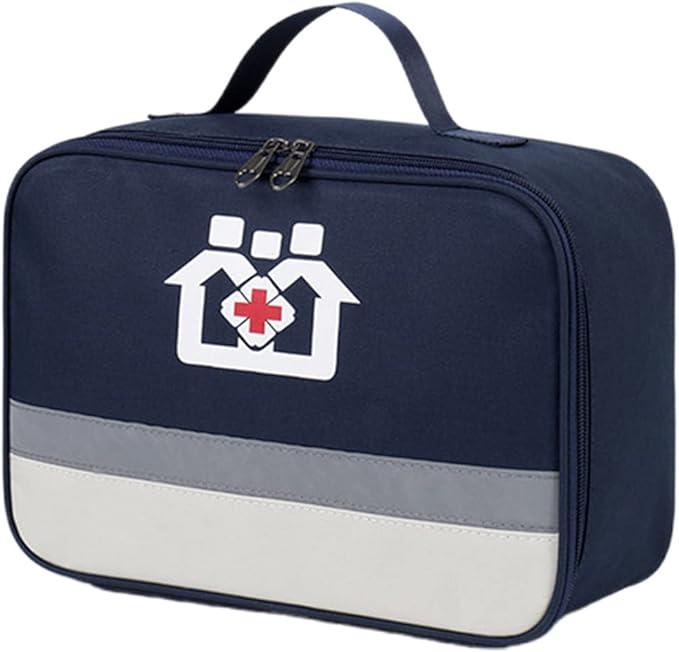 Large Capacity Pill Bottle Organizer Travel Storage Bag Medicine Bag for Medications Vitamin and Medical Supplies, Medium, Navy Blue
