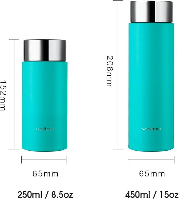 Vsitoo 8.5oz self-cleaning Mini Insulated Water Bottle,Stainless Steel Vacuum Flask,AI Self-Clean,30-Day Battery Life,BPA-Free,Perfect Small Water Bottle for Travel, Purse,Blue