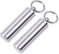 Pill Holder Keychain,Portable Waterproof Single Chamber Stainless Steel Pill Container,Small Pill Box Case for Outdoor Travel Camping - 2 Pack