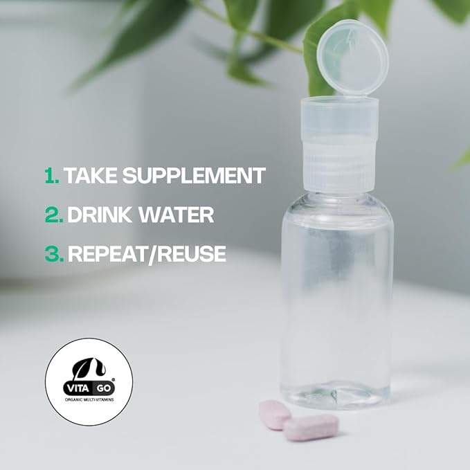 Water Bottle with Pill Container - 12 pcs 2oz Small Bottles for Travel, Compact Medicine Bottles Organizer, Travel Pill Bottle Organizer for Vitamins, Pills, and More by Vitago
