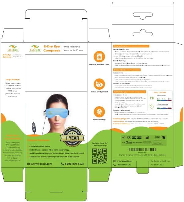 Dry Eye Compress with HydroHeat Machine Washable Cover, Save 40%, Microwave for Moist Heat Therapy or Freeze for Cold Therapy to Treat: Dry Eye Syndrome (USB Dry Eye Compress)
