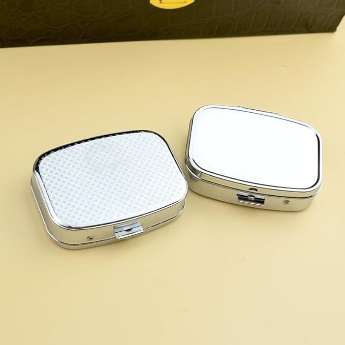Custom Square Pill Case with Mirror, Personalized Pill Box Add Your Own Logo Text Picture Customized Tablet Vitamin Holder Organizer for Purse Pocket Travel Gifts
