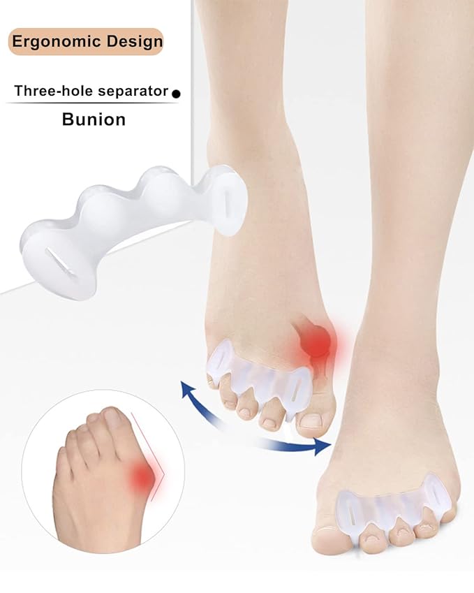 2Pairs Toe Separators Toe Spacers for Women Men to Correct Bunion, Relieve Feet Pain, Foot Alignment, Toe Straighteners for Hammertoes, Plantar Fasciitis (S, Women Shoe Size: 6.5-9, Men: 6-7)