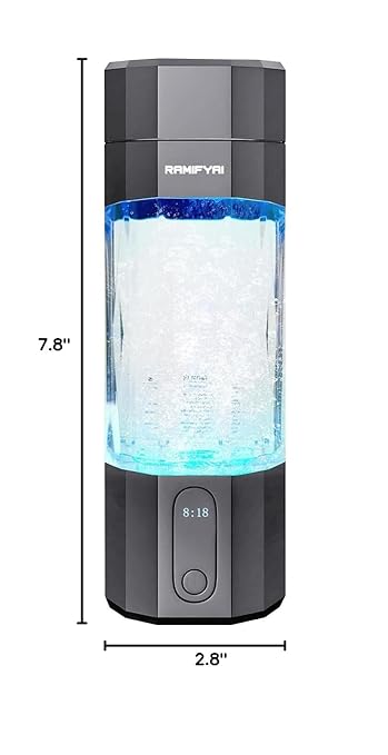 New Upgrade 10000PPB Hydrogen Water Bottle SPE/PEM Technology Seven Colorful Light Double Anti-Slip and Leak-Proof Hydrogen Water Generator with LCD Display (Gray, H60)