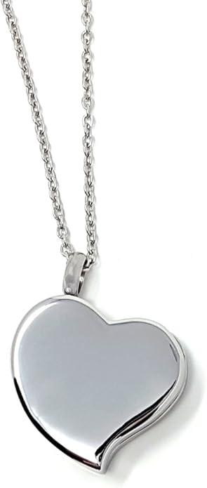 Amour Heart Pill Necklace - Polished Heart Locket with Strong Magnetic Closure - Medication Necklace - Keep Your Medication Securely with You at All Times - 26 Inch Chain