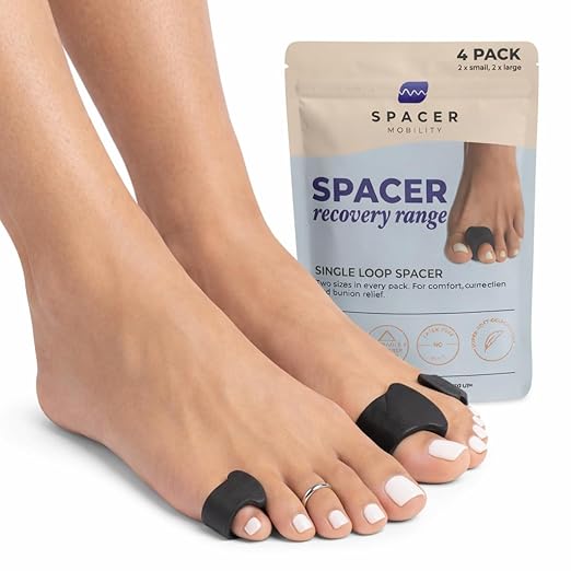Single Toe Spacer for Bunion Relief and Plantar Fasciitis Support, Soft Gel Toe Separators for Alignment, Foot Tension and In-Shoe Comfort | 4 pieces