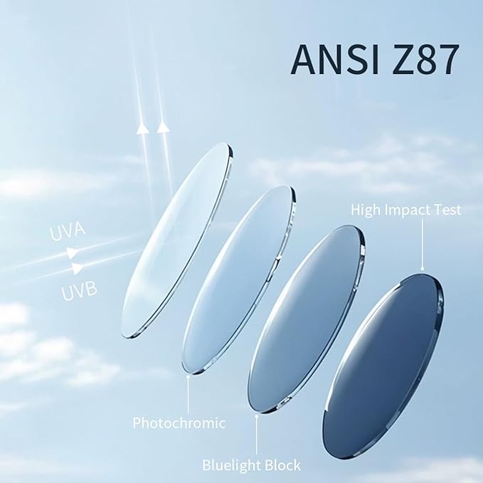 Transition Photochromic Safety Glasses For Men Women Wrap Around Safety glasses with Anti bluelight UV Protection