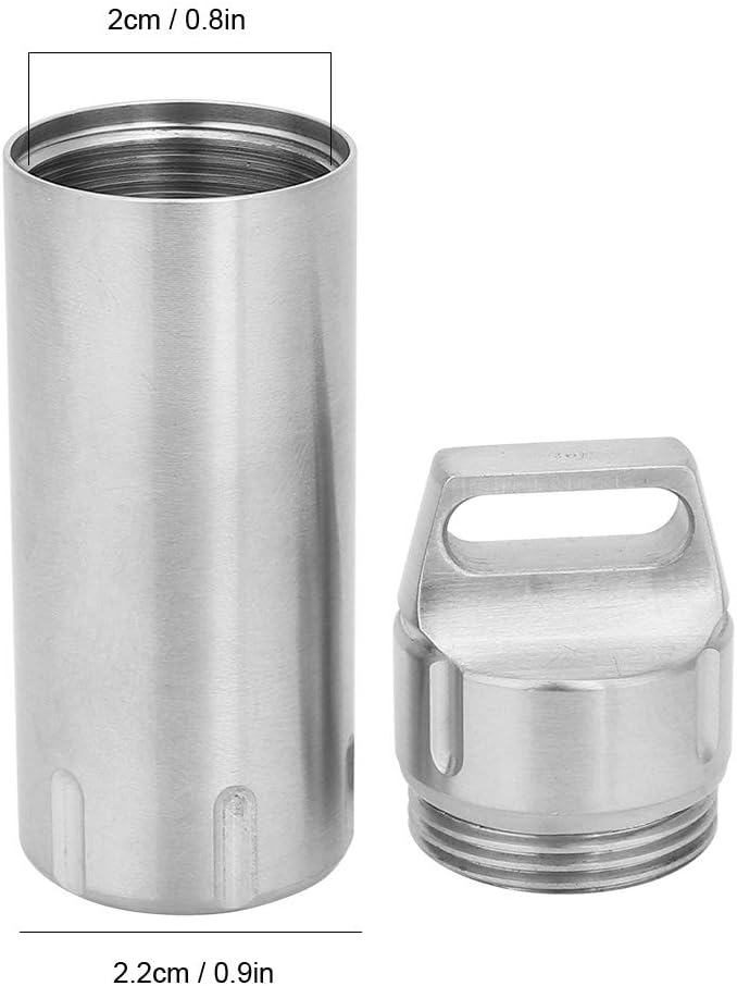 Organizers, Portable Box Case Stainless Steel Pills Case Container Bottles Keychain for Women Man Elderly Outdoor Sports Travel Holder (Steel Color)