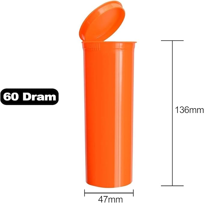 60 Dram Mango Child-Resistant Pop Top Plastic Containers – Airtight, Smell Proof, BPA-Free Vial Bottles for Pills, Travel & Small Item Storage (Pack of 8)