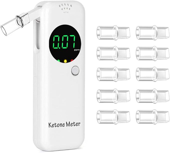 Portable Ketosis Meter - High Accuracy Breath Ketosis Tester, Pain-Free Ketone Analyzer with 10 Washable Mouthpieces | Achieve Keto Goals