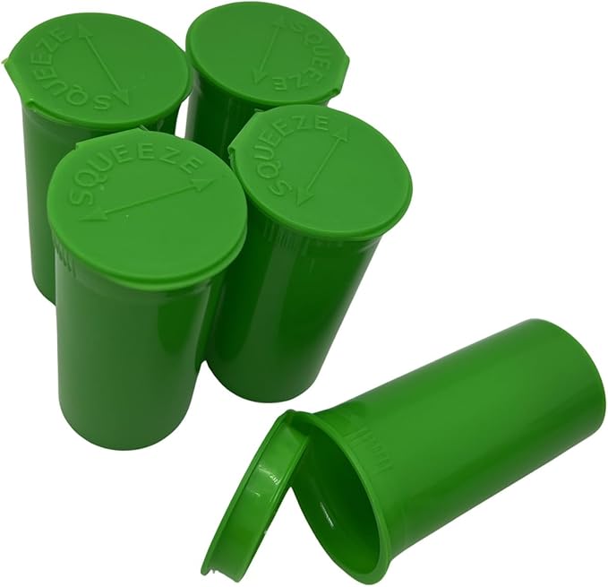 Multi-Use Airtight Empty Pill Bottles with Hinged Lids, 13 Dram Plastic Bottle Organizer for Supplements, Vitamins & Medicines, 12 Pack (Lime Green Opaque)
