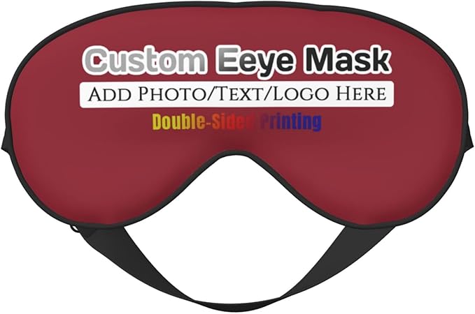 Custom Eye Mask for Sleeping Personalized Your Photo Text Logo Adjustable Strap Sleep Mask Customized Soft Blindfold Eyemask Blackout Eye Cover for Men Women Home Travel Offices Cardinal