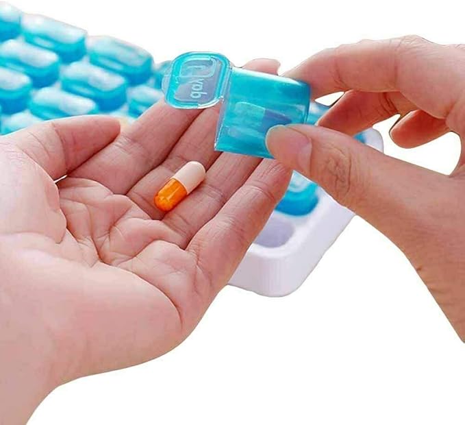 Magik 31 Day Monthly Pill Organizer Medication Pod Compartment Planner Box Plastic(Blue,1 Pack)