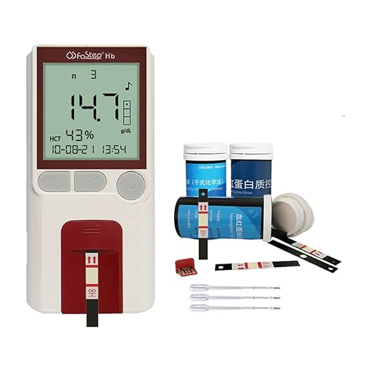 Hemoglobin Test Meter kit Hemoglobin Meter kit Hemoglobin analyzer Anemia Monitor includes 50pcs Hemoglobin Test Strips