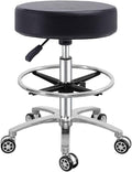 Antlu Rolling Stool Swivel Chair for Office Medical Salon Tattoo Kitchen Massage Work,Adjustable Height Hydraulic Stool with Wheels (Black, with Foot Rest)