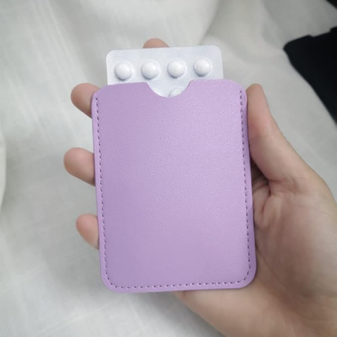 Birth Control Pill Case Holder Credit Card Sleeve Slim Wallet (Purple)