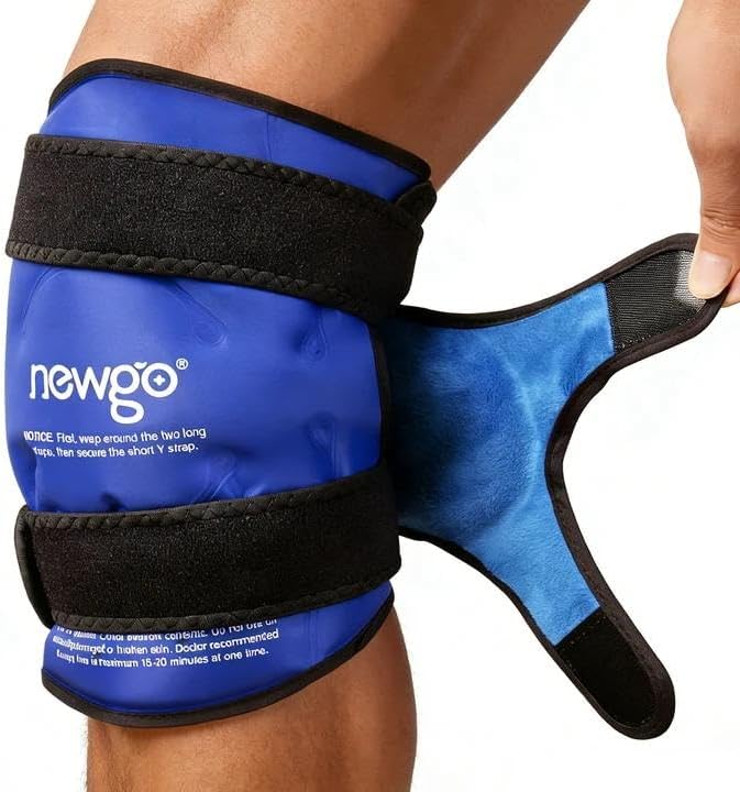 NEWGO XL Ice Pack for Knee Injuries Reusable, Knee Ice Pack Wrap Around Entire Knees for Replacement Surgery Recovery, Gel Cold Pack Wrap for Meniscus Tear, ACL, Swelling Pain Relief - Blue