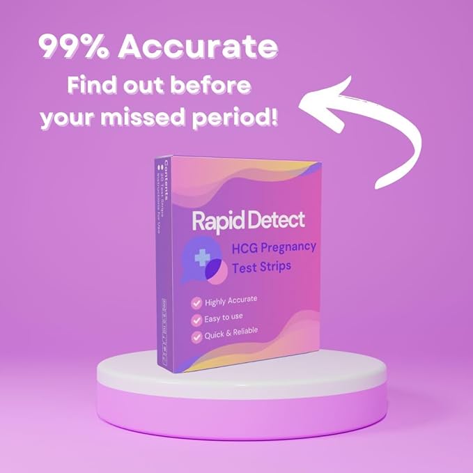 Rapid Detect HCG Pregnancy Test Strips (20 Count) Easy to Use, Home Pregnancy Test Strips, Indivdually Wrapped & Reliable