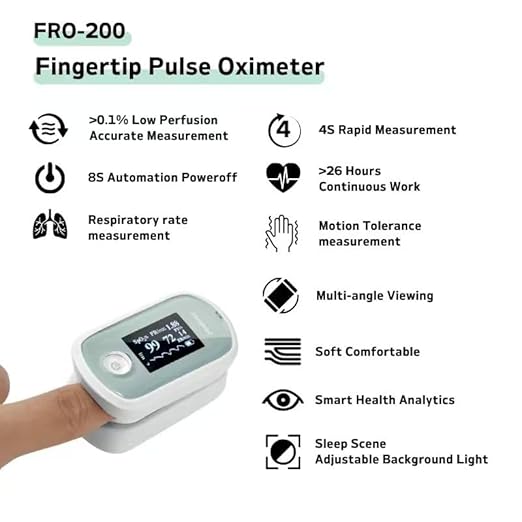 Fingertip Pulse Oximeter with Respiration Rate Monitor, Advanced Sensor Technology for Precise & Stable SpO2 Measurement with Fast Response, Oxygen Monitor Finger with OLED Display for Sports, Fitness & Home Use