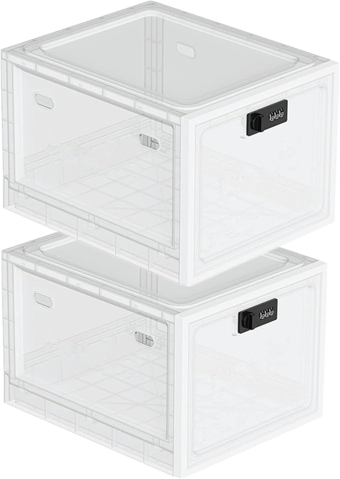 SANIDIKA 2 Pack Large Refrigerator Lockable Box - Childproof First Aid Locking Box Pill Case Medical Organizer - Ipad Tablet Phone Jail