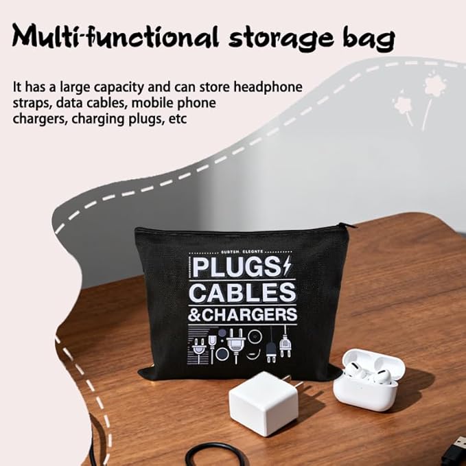 Small Electronic Gift Bag Pouch Travel Charging Cable Pouch Camping Cord Organizer Bags Wire Storage Ties Reusable Plug Charger Case Bags Portable Earphone Pouches with Zipper Electrician Gift Pouches
