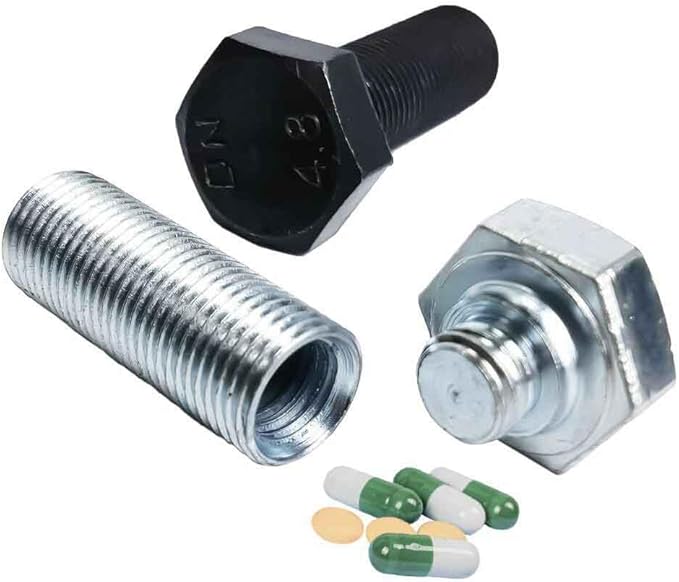 2PCS Portable Travel Pill Organizer Case, Creative Hex Screw Modeling Pill Organizer Box Mini Pill Case Waterproof Metal Pill Holder Pill Cod Liver Oil Storage Box (Silver)