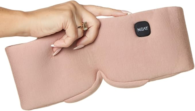 Heated Eye Mask - Cordless Eye Mask for Dry & Tired Eyes - 4 Adjustable Temperature Settings - Rechargeable and Light Blocking, Washable Cover for Cleaning (Sunset Rose)