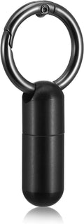 Small Pill Case Keychain Tiny Portable Pill Carabiner Clip Holder Bottle Micro Waterproof Metal Container Mini Emergency Medicine Organizer for Outdoor Camping Travel Purse Pocket(Black)