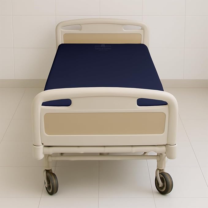 6 Pack Fitted Hospital Bed Sheets - Soft Microfiber Hospital Fitted Sheet - Hospital Bed Fitted Sheets (Navy Blue, 36" x 84" x 12")