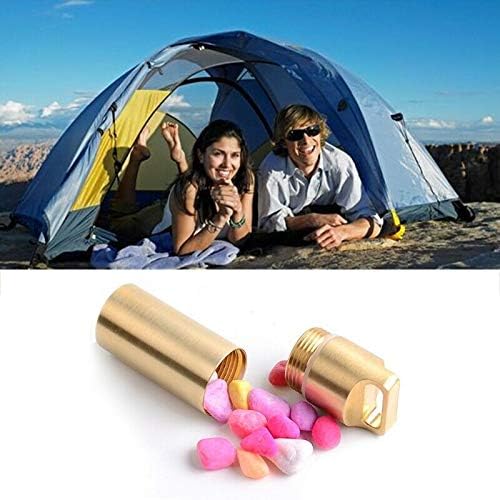 Waterproof Pill Box BE-TOOL 1Pcs Small Pocket Pill Container Metal Portable Travel Pill Holder for Keychain Pill Fob Gold Large