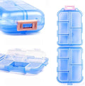 Small Travel Pill Box Organizer, 10 Compartment Pill Case Planner, Portable Folding Daily Medcine Container Capsule Dispenser for Storage Medication, Meds, Vitamin, Fish Oil, Supplement, Blue