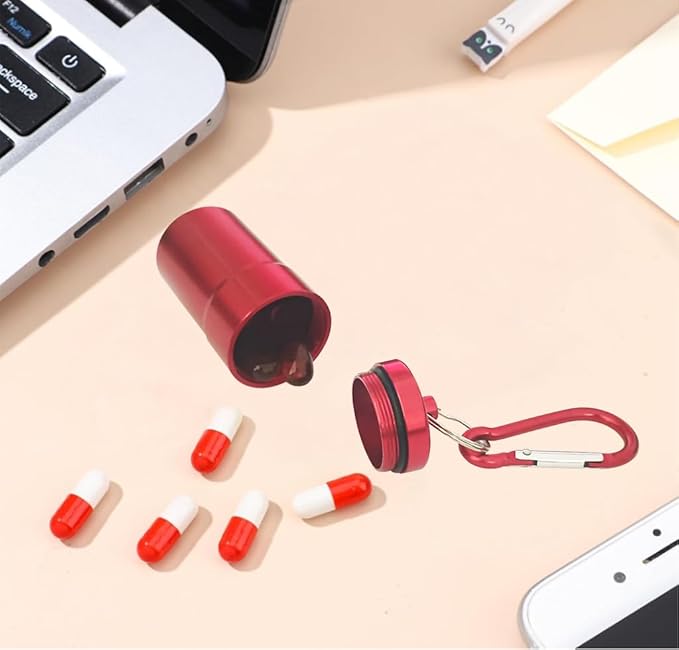 FAYALA Aluminum Waterproof Pill Case Bottle and Pill Container Pill Box 2 Packs Large Aluminum Waterproof Pill Box for Medicine,Metal Pill Keychain Holder Container for Travel.
