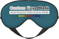 Custom Sleep Eye Mask Personalized Men Women Blindfold Design Your Own Photo Text Logo Adjustable Strap Soft Eyeshade Customized Blackout Eye Cover for Home Offices Travel Blue Green