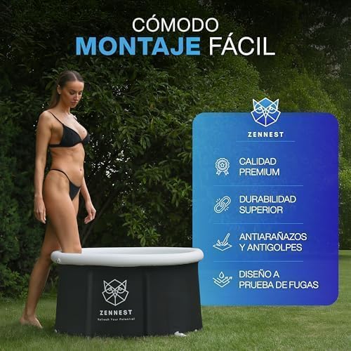 Upgraded 80 Gal Ice Bath Tub For Athletes - American Engineered Cold Plunge Tub Outdoor, 6-layer Insulated Inflatable Ice Tubs for Cold Plunge & Portable Bathtub For Adults - includes eBook