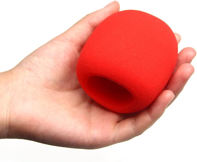 Fielect 2Pcs Microphone Cover Sponge Foam Mic Cover Handheld Microphone Windscreen Shield Protection Micro Foam Filter Red for KTV Broadcasting