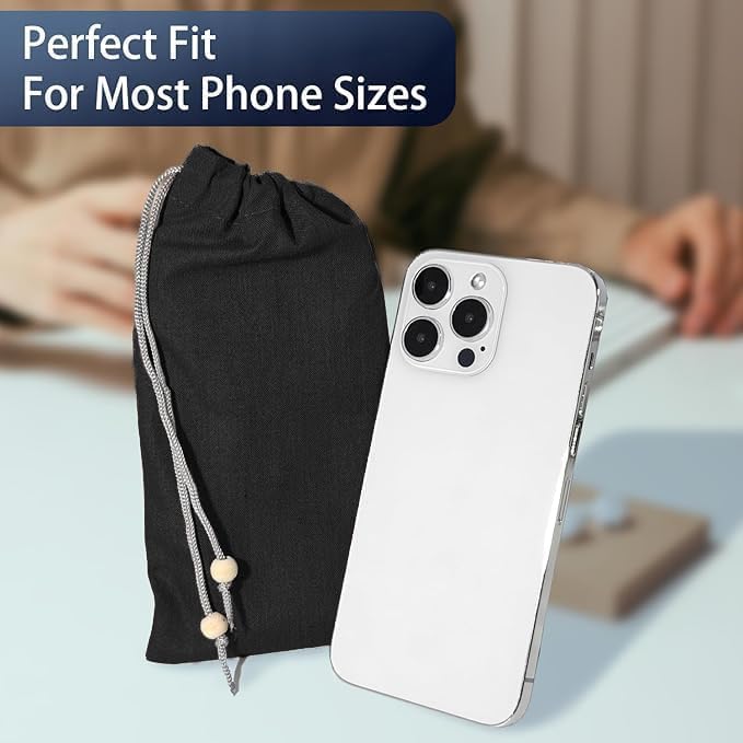 EMF Cell Phone Sleeve fo Phone Pouch, High-Shield EMF Blocking Pouch, 100% Silver Fibers forDigital Security, Signal Blocking, Anti-EMP Radiation Bag for Privacy Protection. (Black)