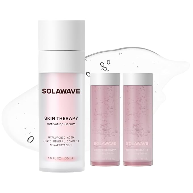 Microcurrent and Red Light Therapy Actvating Serum | For Skincare Wands 3-Pack with 2 Refills | Enhance Facial Skincare Wand Results by Solawave