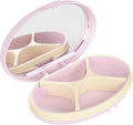 EQUADOSE Oval Compact Pill Case, Portable Organizer with Mirror, Travel Medication Holder with Removable Divider, Small Storage Case for Pills, Vitamins, Earbuds, Jewelry & Daily Essentials, Rose