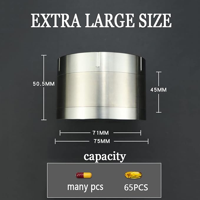 Titanium Pill Container, Pill Holder Extra Large Capacity, Waterproof Pill Case EDC Portable Travel Pill Box Organizer for Purse Pocket Daily Outdoors, Lightweight Pill Organizer, BPA Free