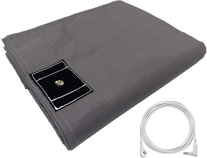 Conductive Grounding Sheet Twin Grounding Half Sheet with 15ft Grounding Cord 39x80in Gray