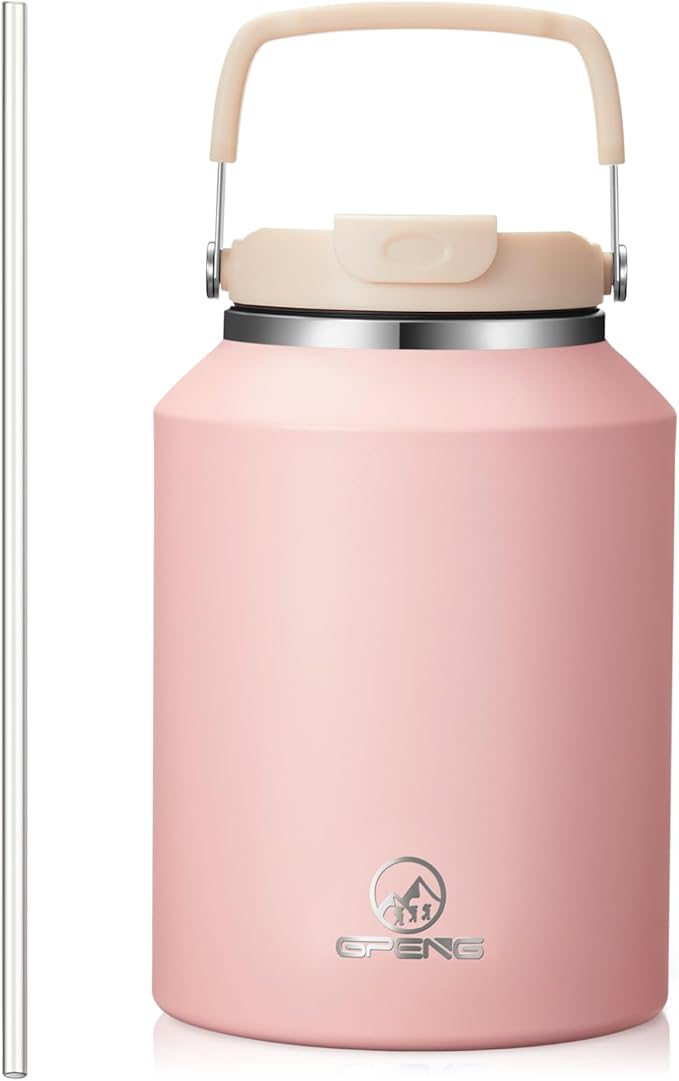 Gpeng 40 oz Tumbler with Handle, Water Bottles with Straw Lid, Insulated Stainless Steel Travel Mug Cup Holder Friendly, Keep Drinks Cold or Hot for 48+ Hours