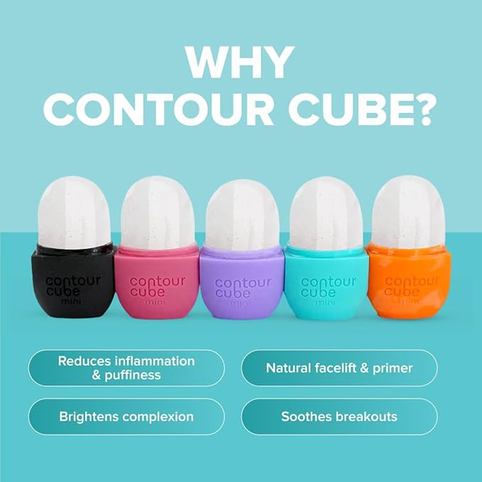 Contour Cube Original - Ice Roller for Sculpting & De-Puffing - Face Ice Roller & Massager with BPA-Free Silicone - Ice Mold for Face - Skin Care Tools for Daily Skincare (180ml) - Mint