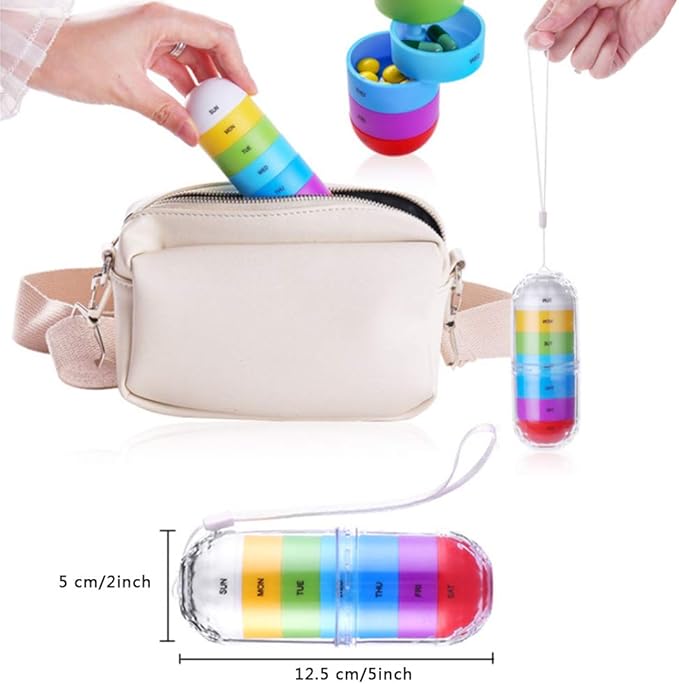 Weekly Pill Organizer Case Small Pocket Pill Box Travel 7 Day Medicine Stackable Pill Dispenser Waterproof Moisture Proof,Candy Box,Jewelry Box
