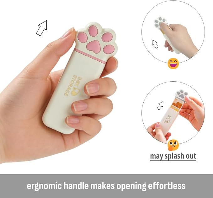 Cute Cat Paw Travel Pill Organizer, Small Pill Case Fits in Purse or Pocket, Compact Slim Pill Holder, Stylish 3 Compartments Moistureproof Vitamin Box (Grey)