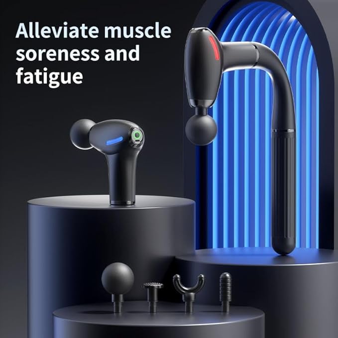 3-in-1 Massage Gun with Upgraded Extension Handle,Back Massager for Pain Relief, Portable Percussion Muscle Massager for Shoulder, Thigh, Waist & Neck Shoulders Waist Arm Legs Foot, 4 Replaceable