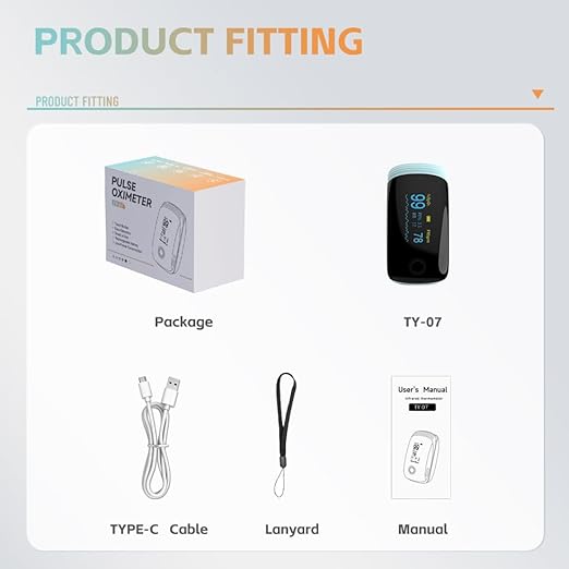 Finger Pulse Oximeter, Fingertip Blood Oxygen Saturation with Pulse Monitor, Oximeter with Lanyard, Pulse Oximeter for Sport and aviation use (blue)