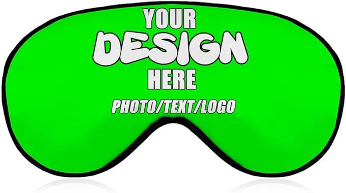 Custom Sleep Mask with Photo Text Logo, Customized Eye Mask for Men Women Kids Pressure-Free Comfy Adjustable Silky Skin-Friendly, Non-Allergic Eye Cover Custom,#Lime